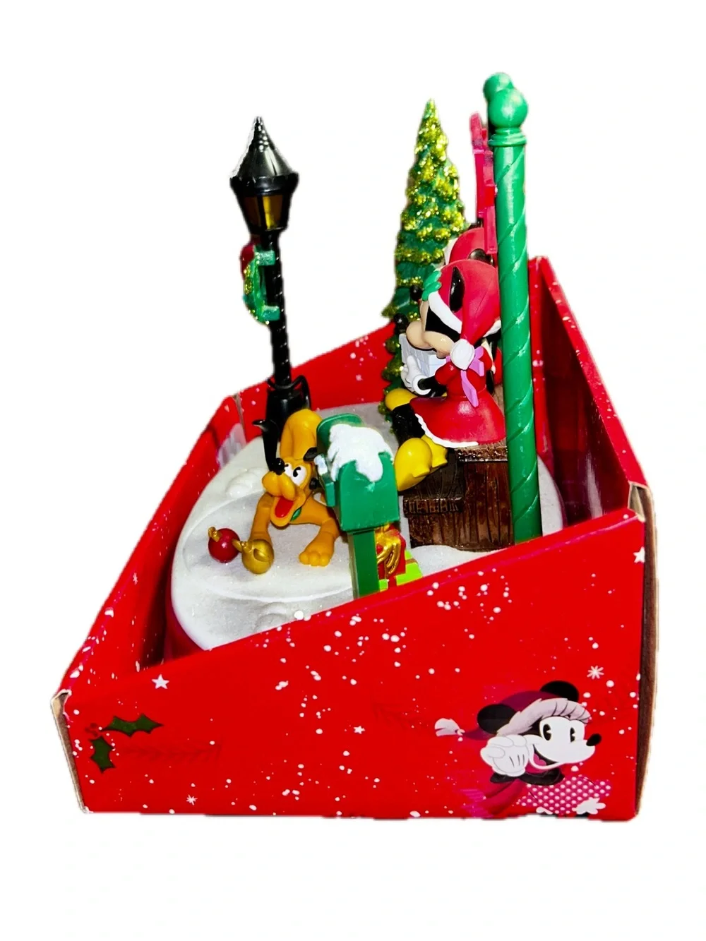 Disney ~ Mickey & Minnie Mouse Christmas Animated/Musical Mail Box Scene ~ New